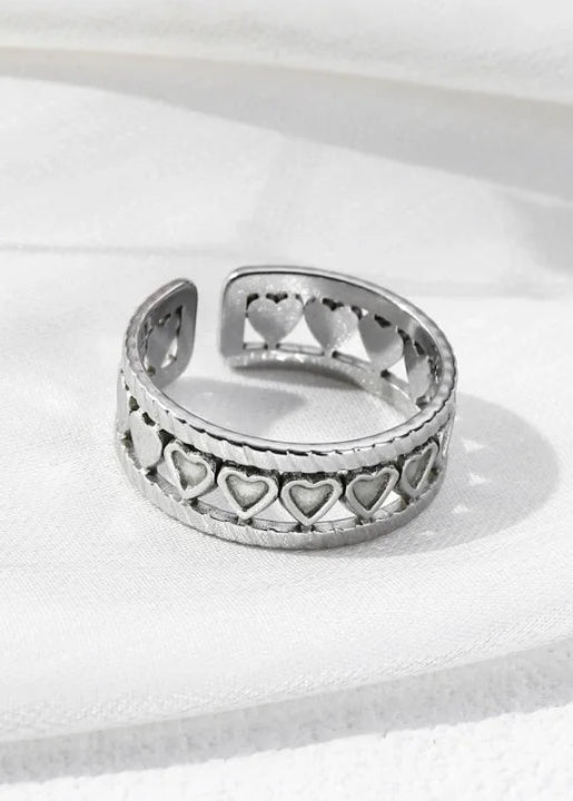 Stainless steel verstelbare ring, stijlvol, duurzaam en tijdloos sieraad voor elke look