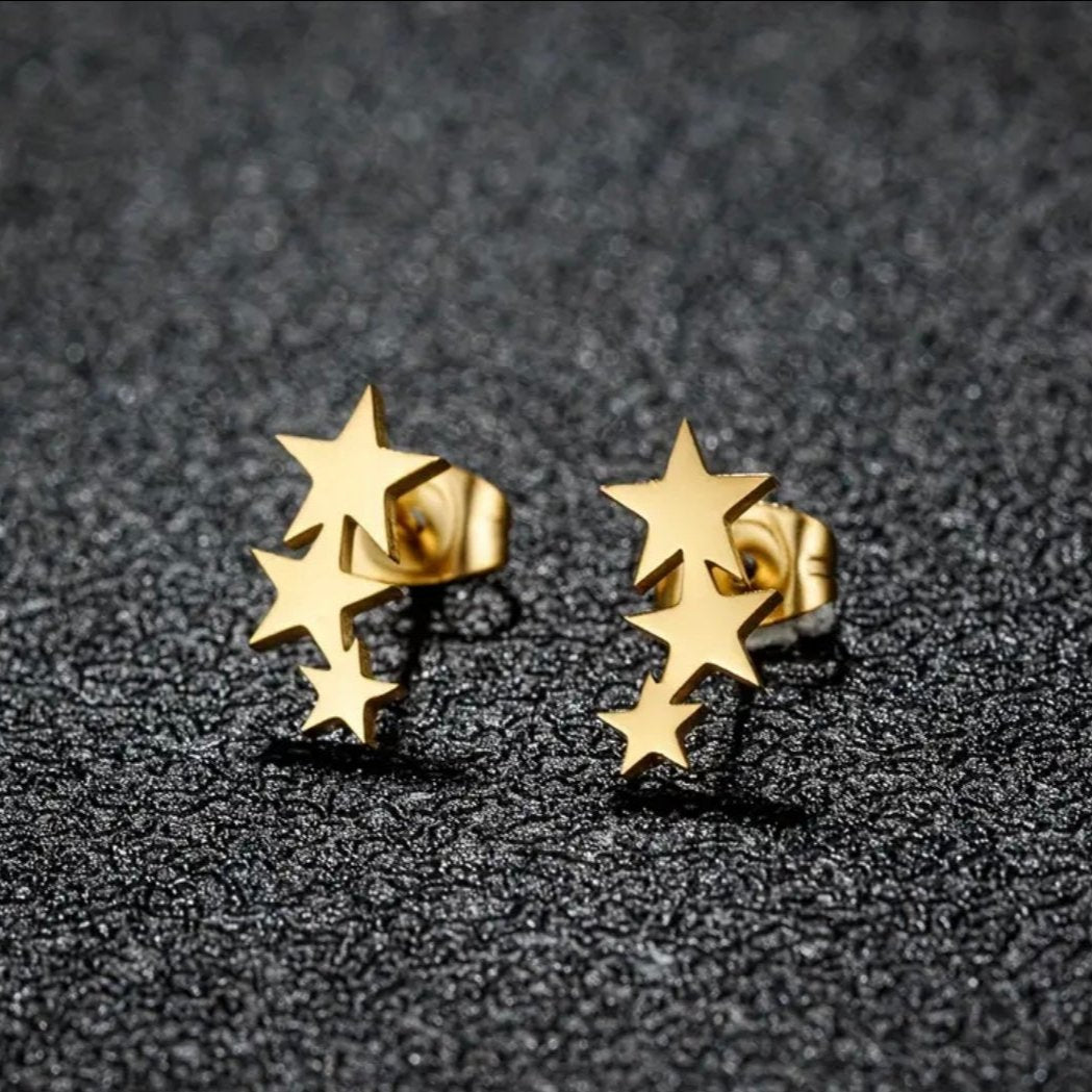 Oorbel Triple Star Zilver Goud