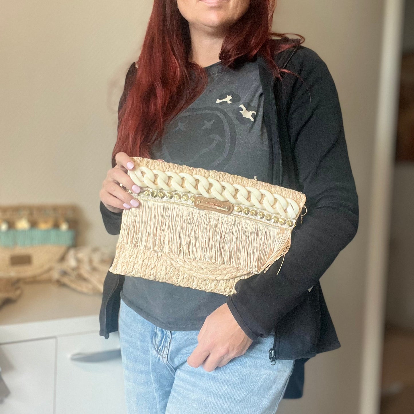 clutch guccie look en franjes in mooie zachte kleuren
