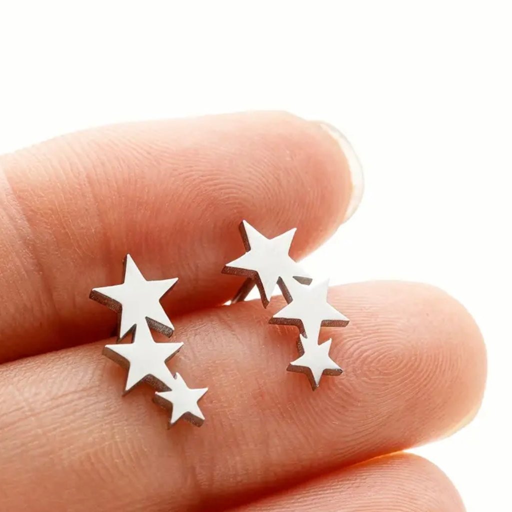 Oorbel Triple Star Zilver