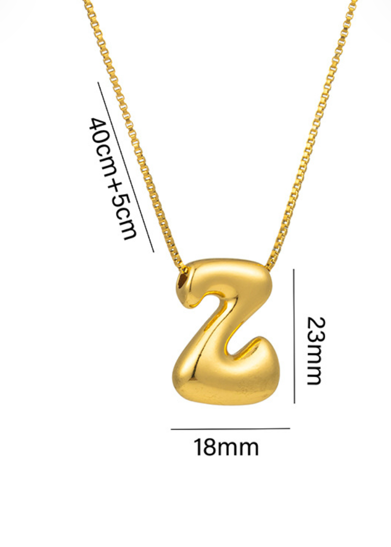 Stainless steel ketting met letter initialen hanger in bubble vorm in goud of zilver van Piek Fashion