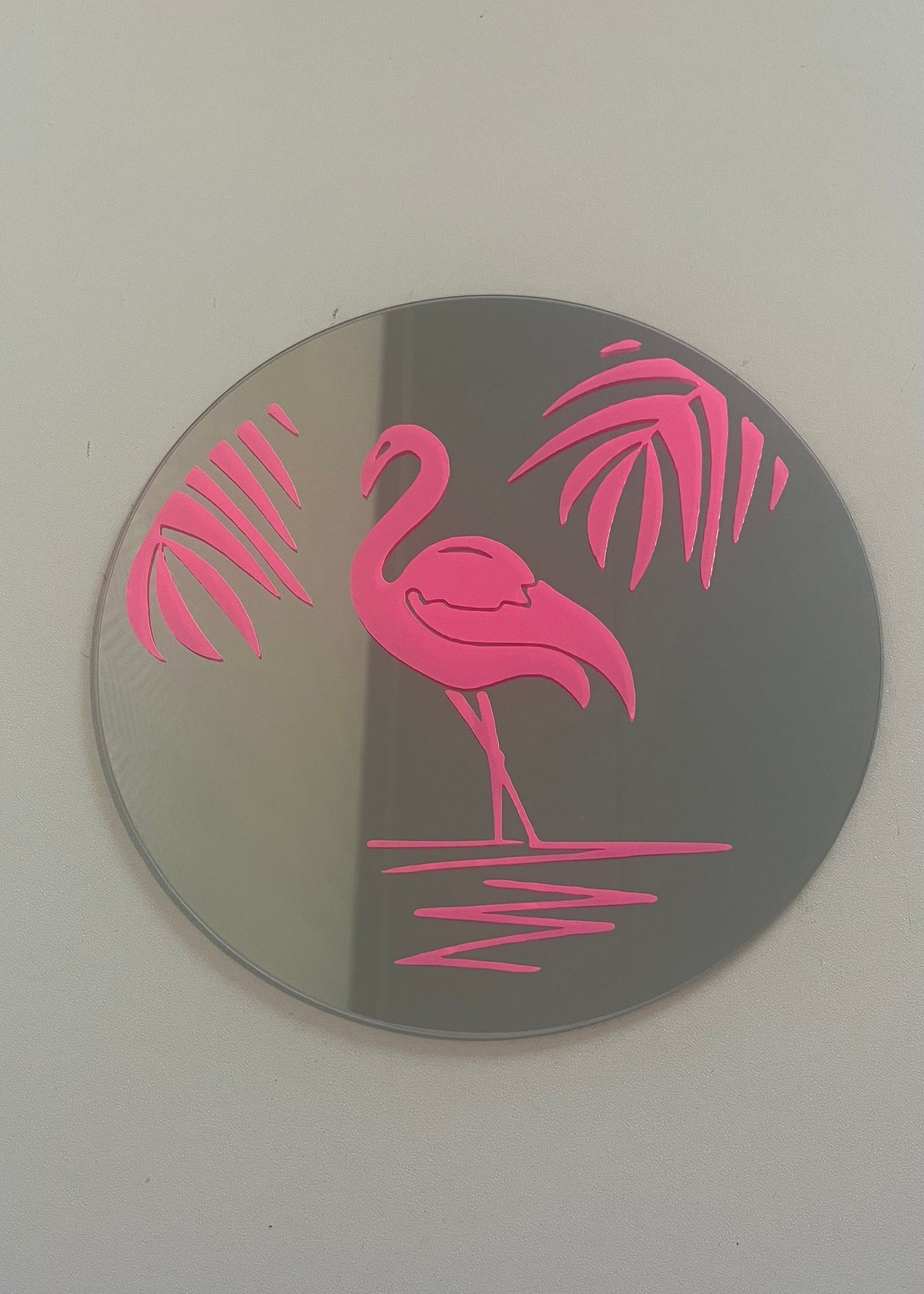 Bedrukte spiegel flamingo