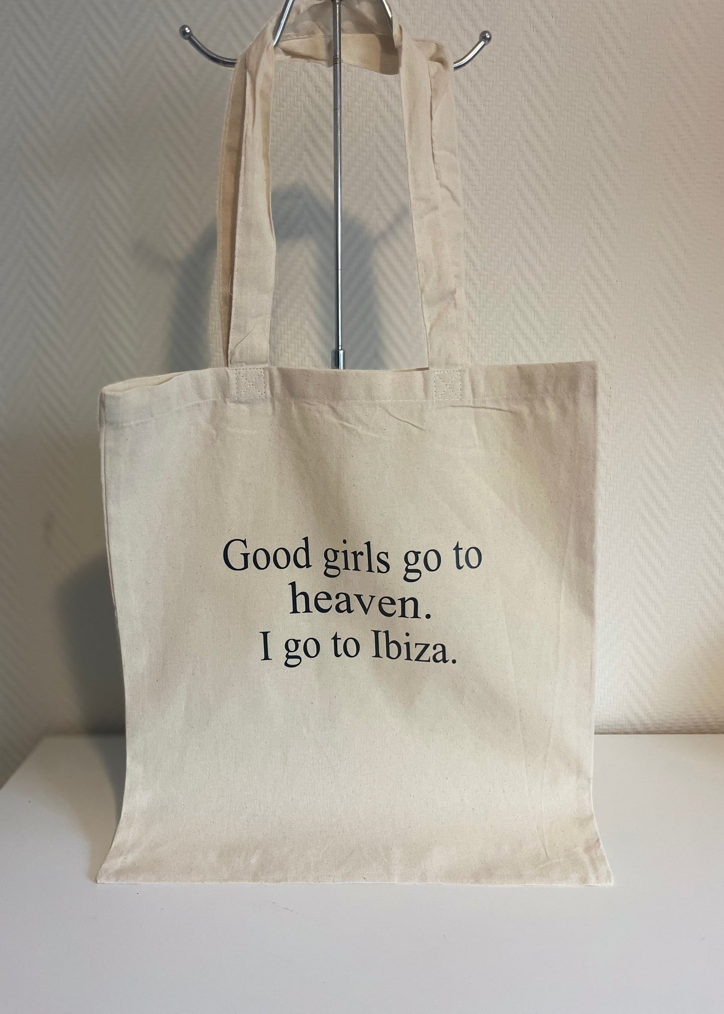 bedrukte katoenen tas met ibiza tekst