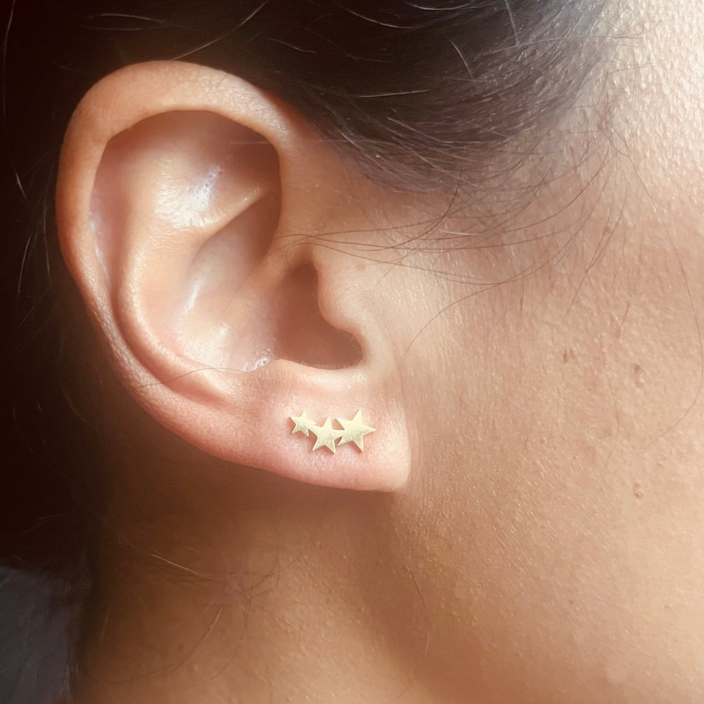 Oorbel Triple Star Zilver Goud