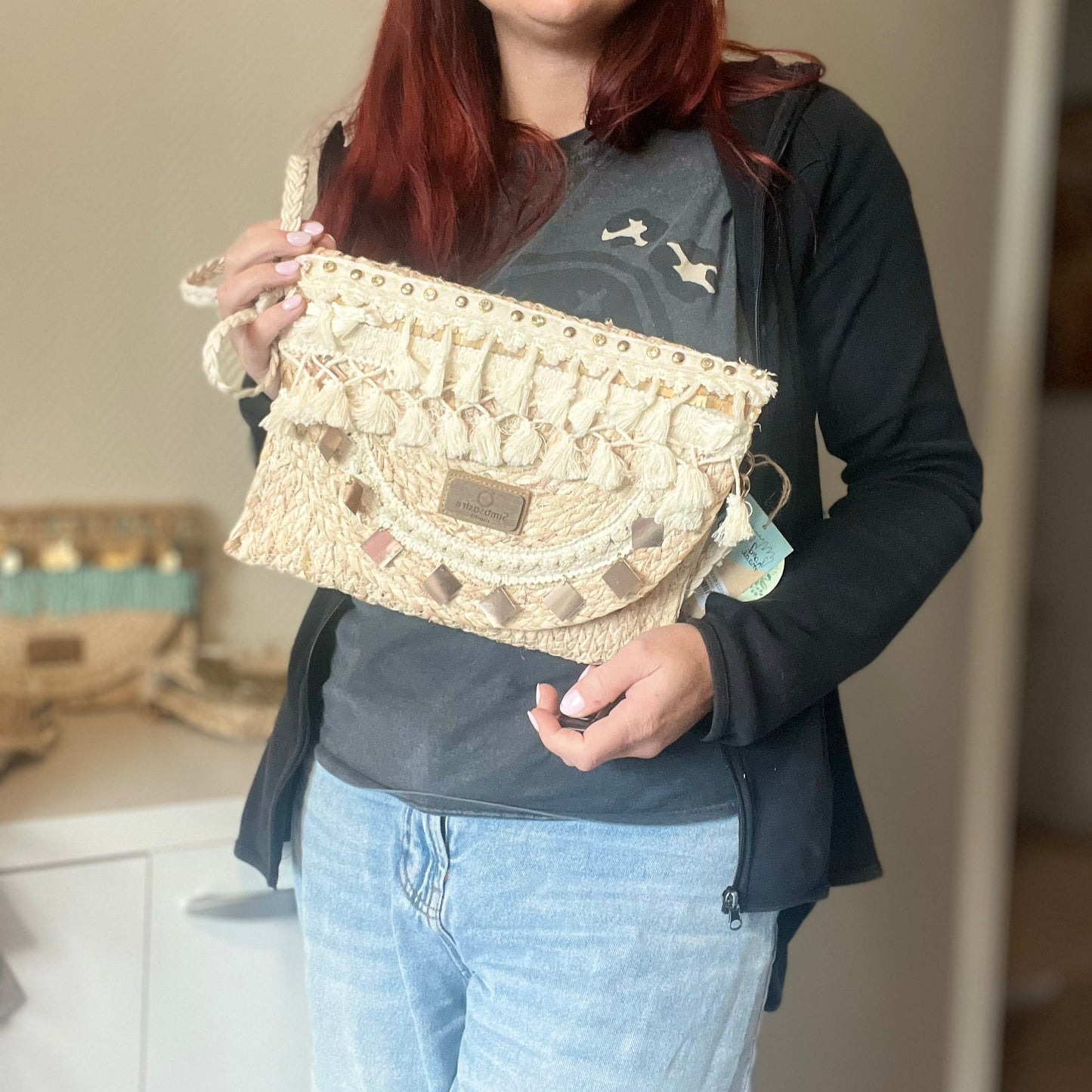 clutch met macramé en pailletjes