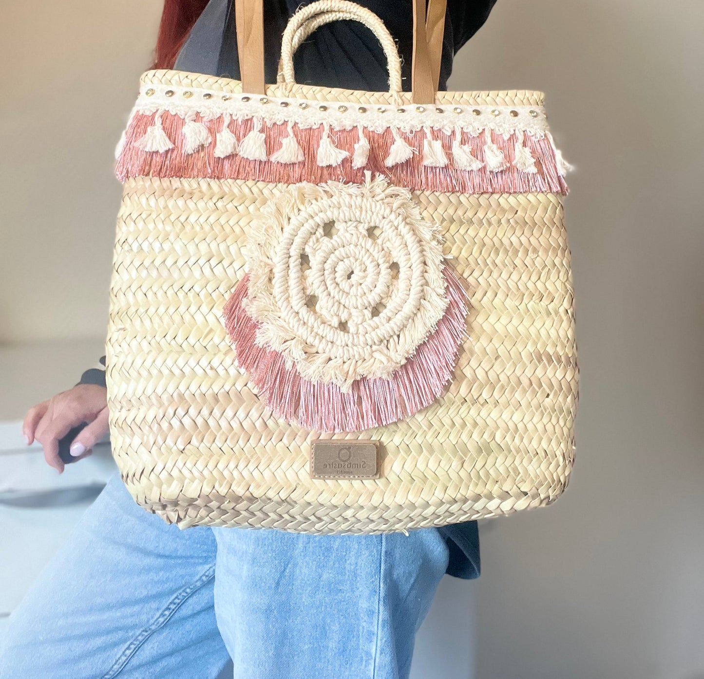 macrame shopper handgemaakt palmblad