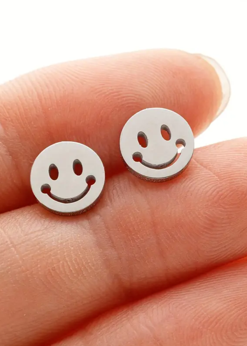 Oorbel Smiley Zilver