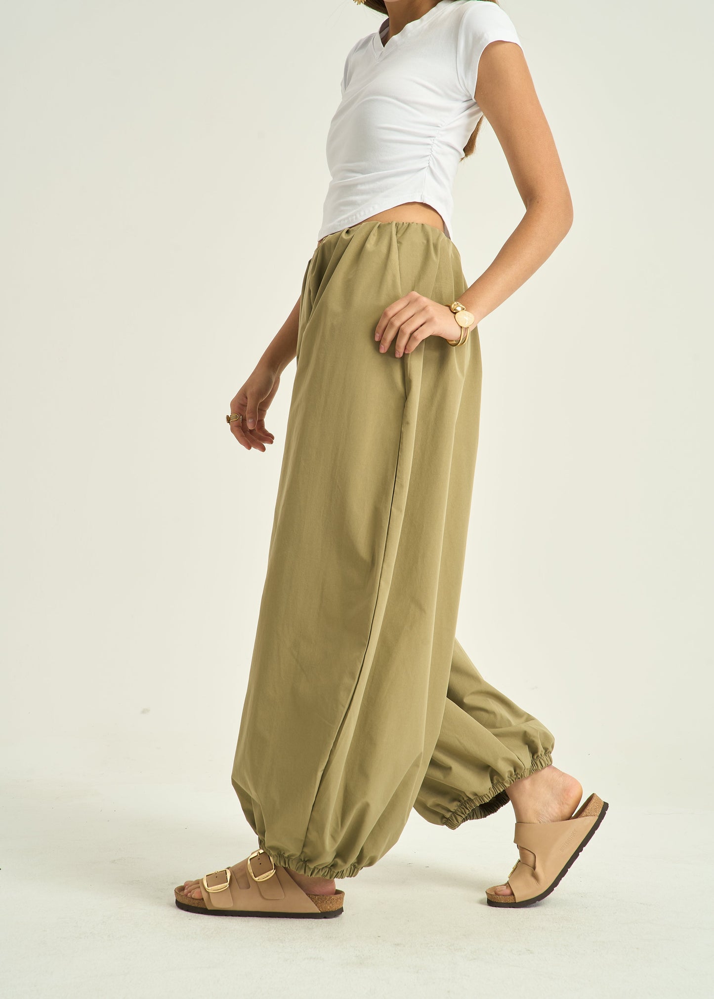 Balloon statement broek dames met elastiek en steekzakken