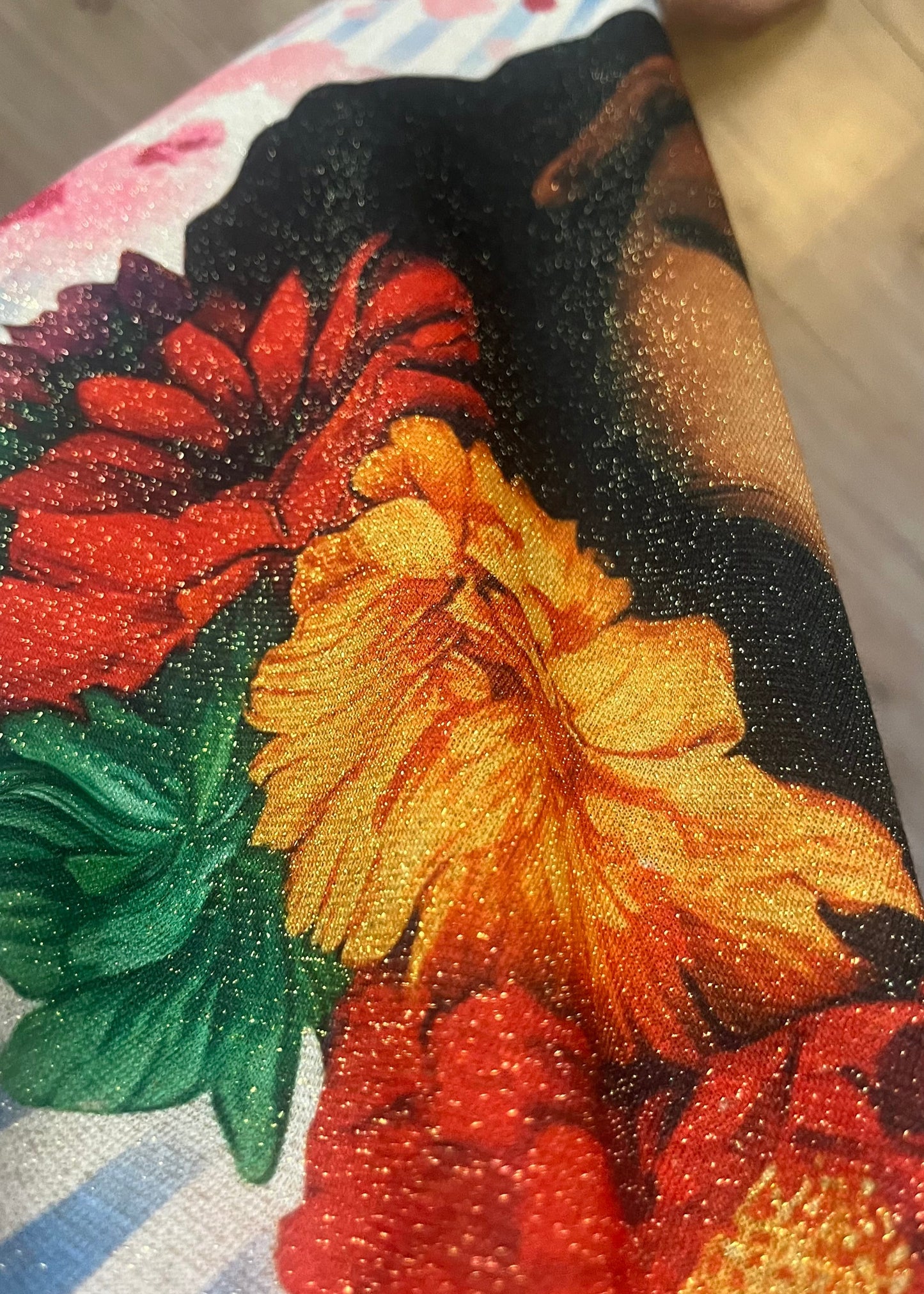 Schitterende lurex jurk met een damesprint.