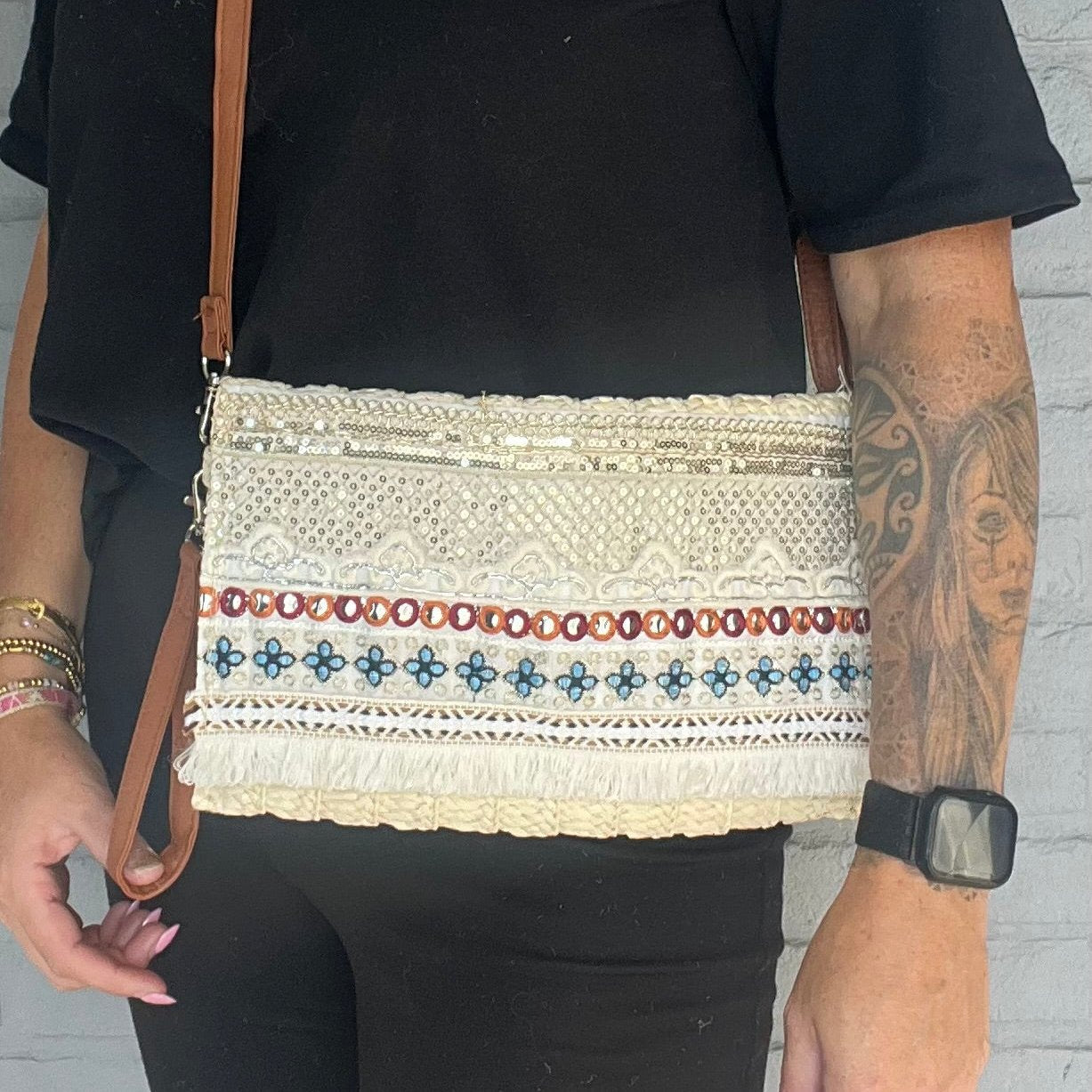 Schoudertas met klep Boho