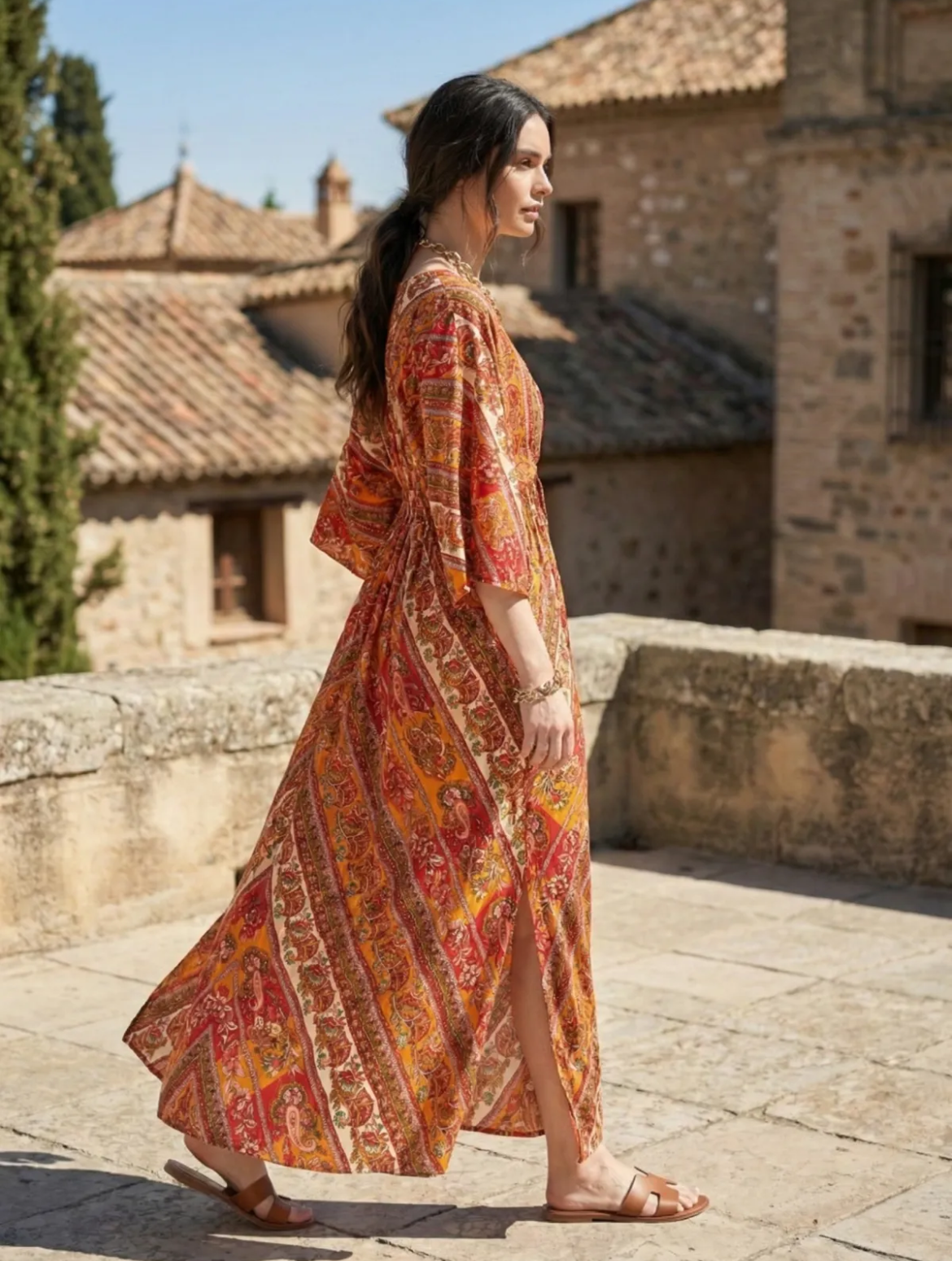 Zijde jurk uit india in boho stijl van piek fashion