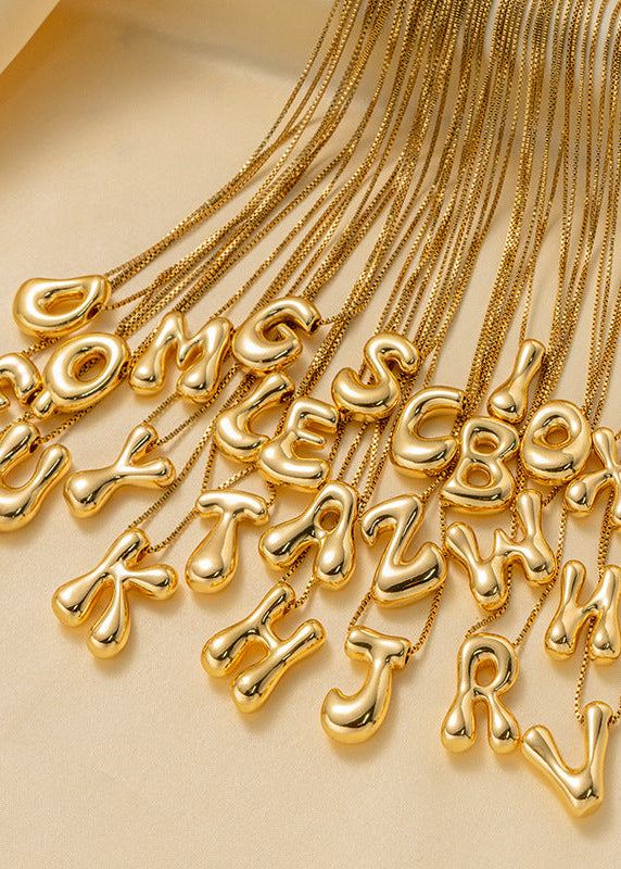 Stainless steel ketting met letter hanger in bubble vorm in goud of zilver van Piek Fashion