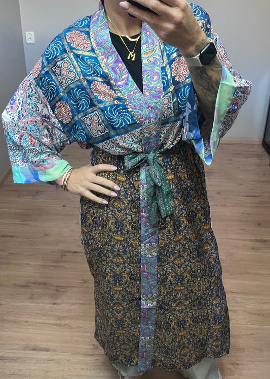 Soepel en luchtige silk kimono in gave unieke print