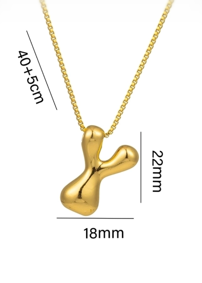 Stainless steel ketting met letter initialen hanger in bubble vorm in goud of zilver van Piek Fashion
