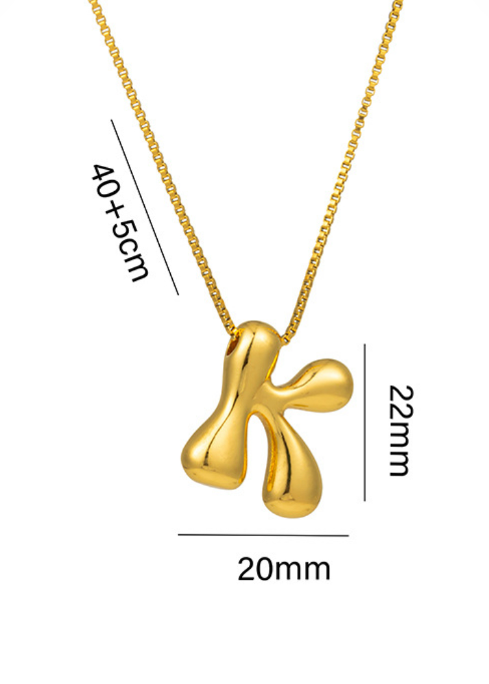 Stainless steel ketting met letter hanger in bubble vorm in goud of zilver van Piek Fashion