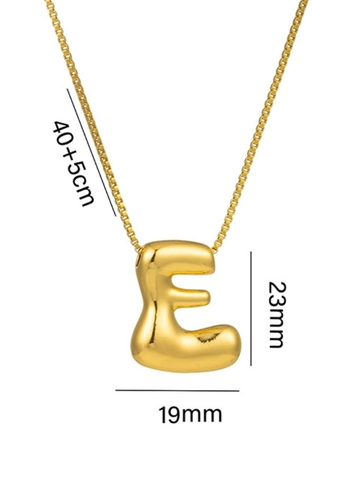 Stainless steel ketting met letter hanger in bubble vorm in goud of zilver van Piek Fashion