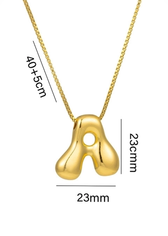 Stainless steel ketting met letter hanger in bubble vorm in goud of zilver van Piek Fashion