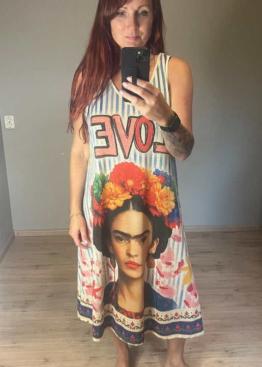 Schitterende lurex jurk met een damesprint.