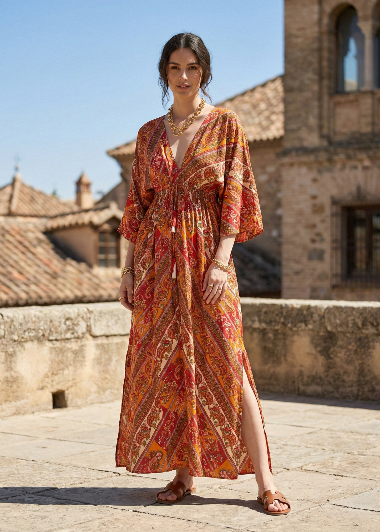 Zijde jurk uit india in boho stijl van piek fashion