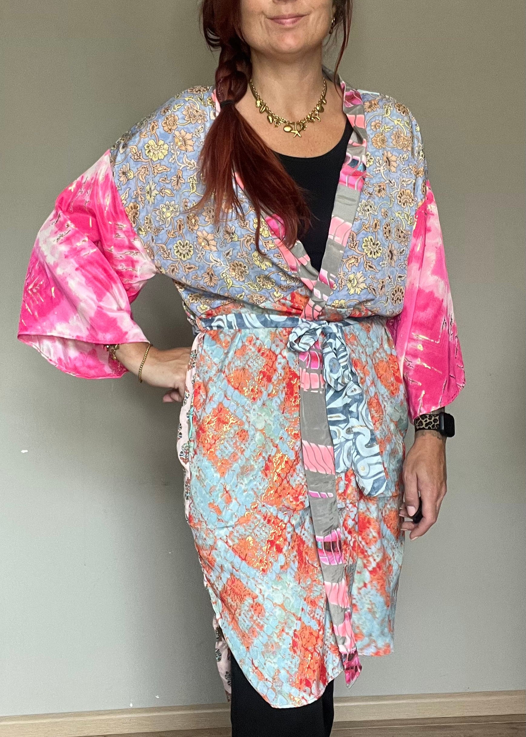 70% zijde luchtige kimono in verschillende hippe boho prints uit india. elk uniek!