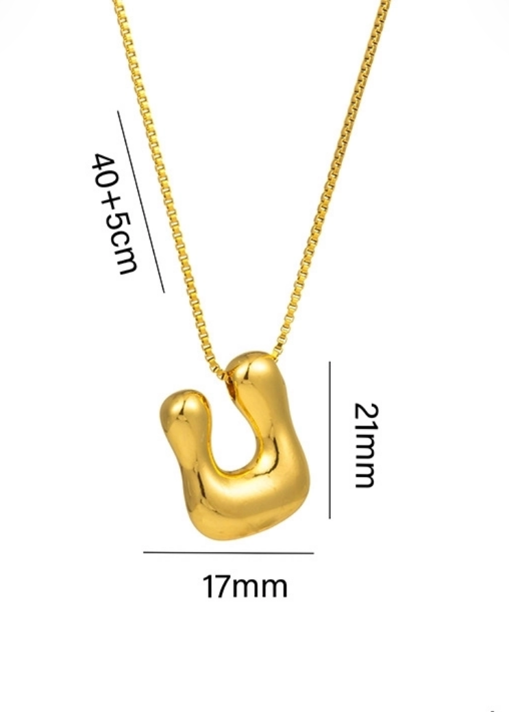 Stainless steel ketting met letter hanger in bubble vorm in goud of zilver van Piek Fashion