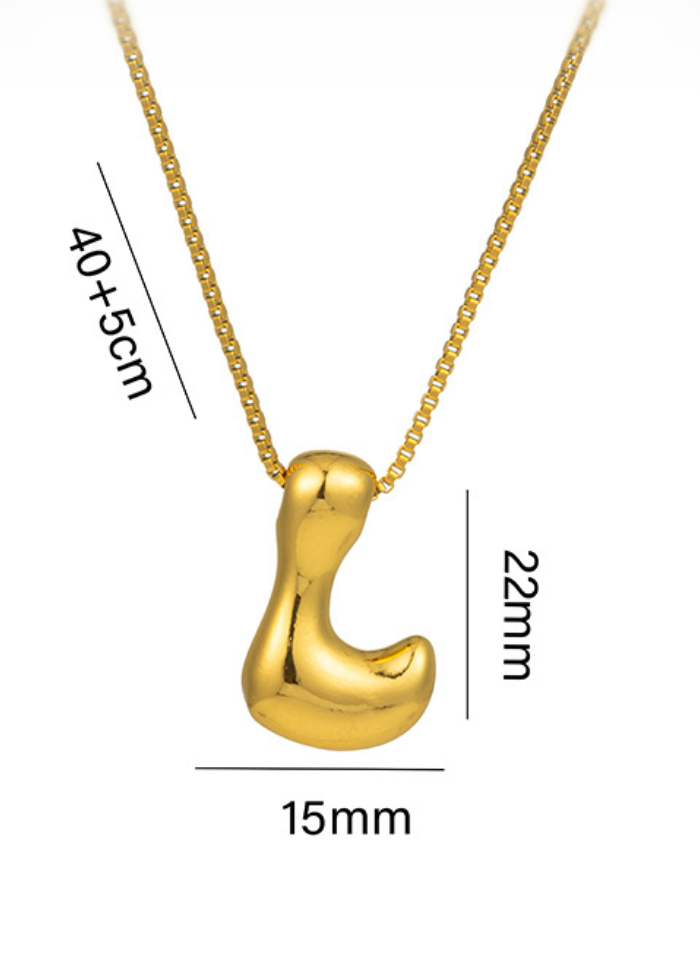 Stainless steel ketting met letter hanger in bubble vorm in goud of zilver van Piek Fashion