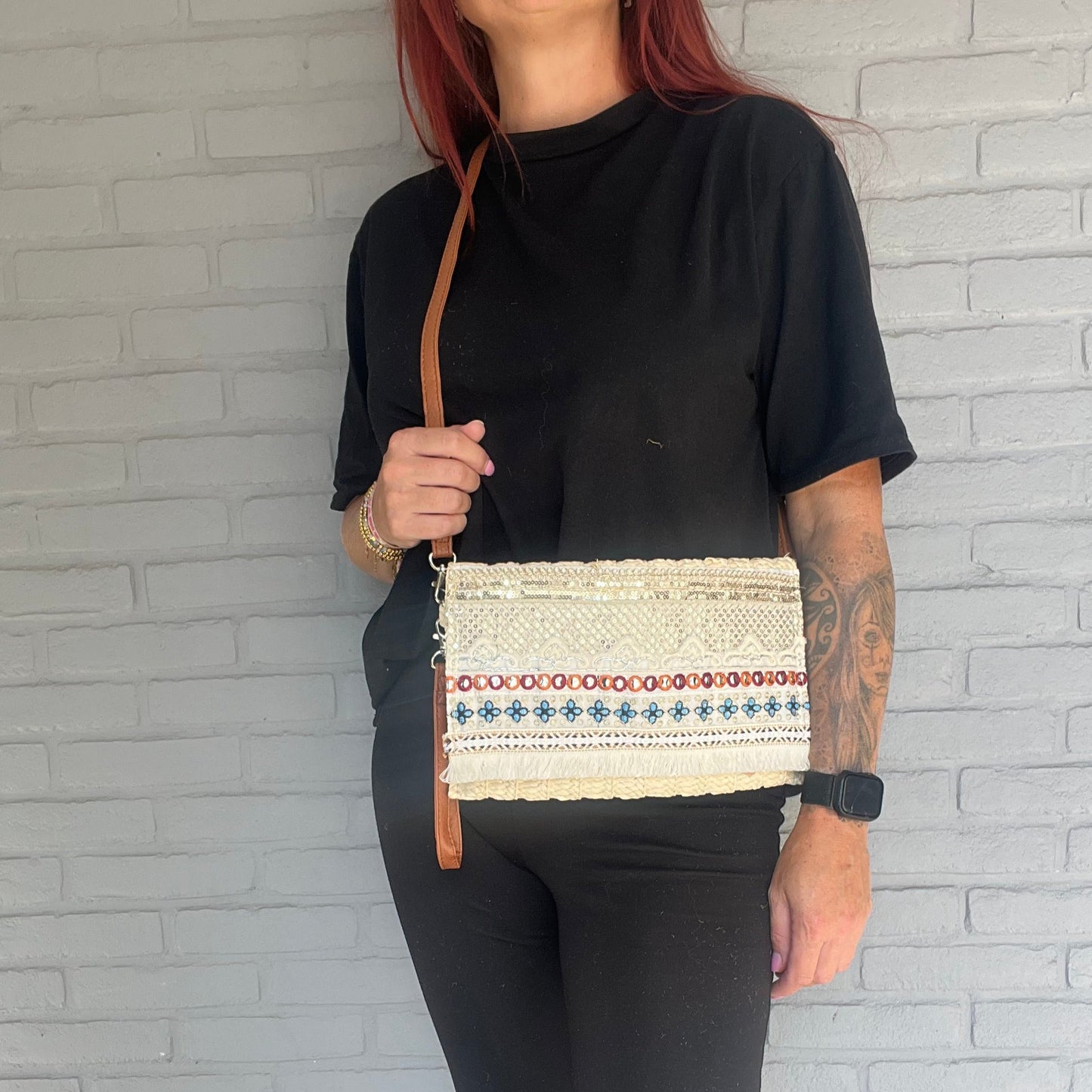 Schoudertas met klep Boho