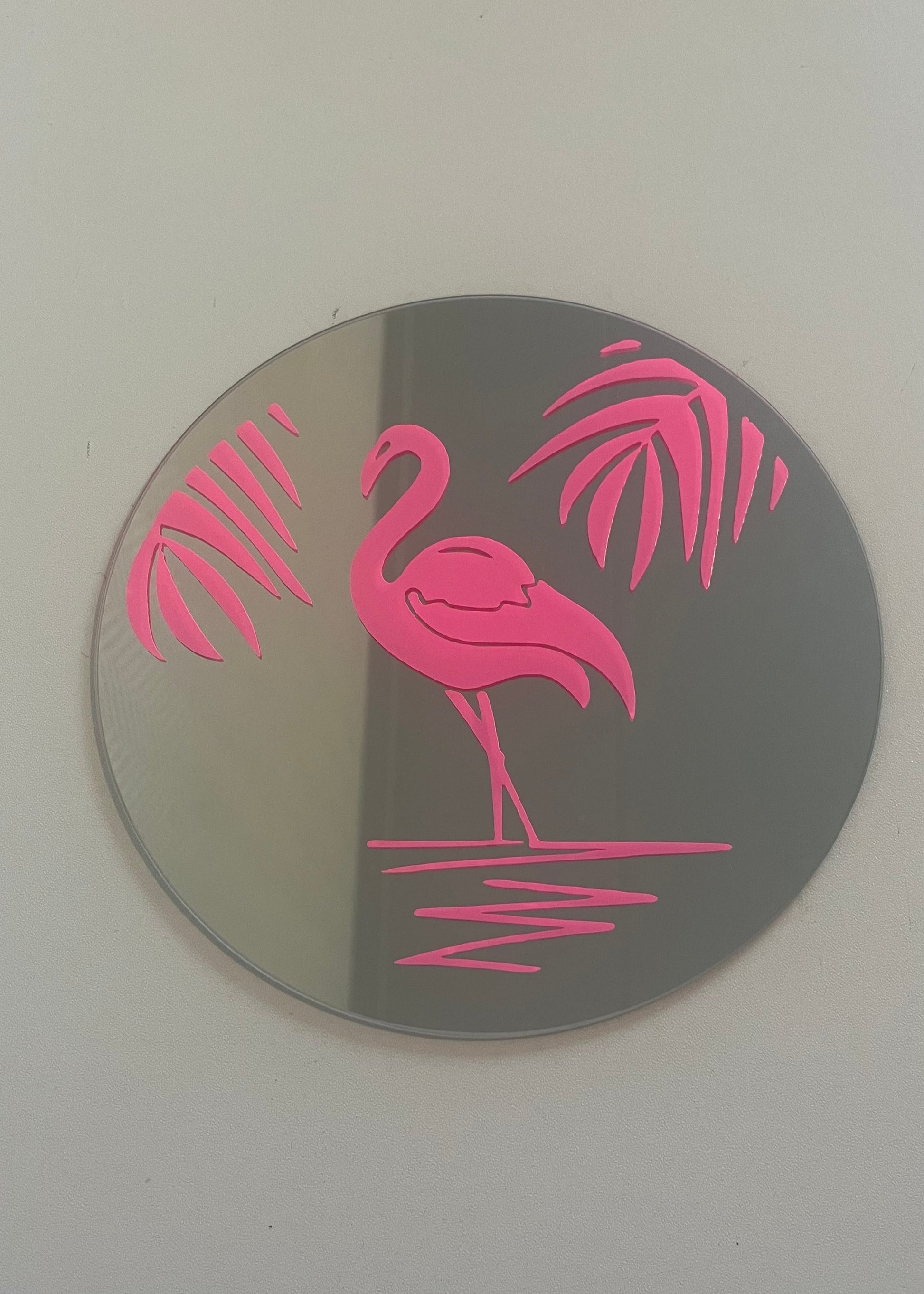 Bedrukte spiegel flamingo