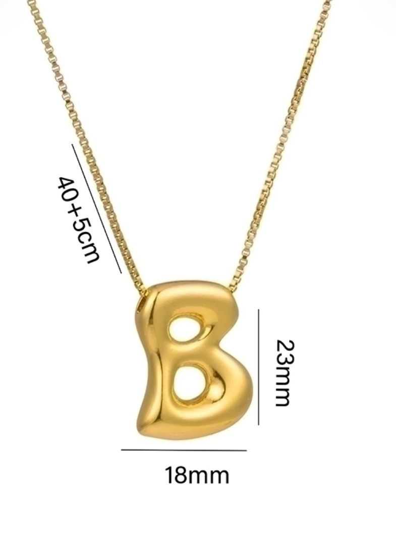 Stainless steel ketting met letter hanger in bubble vorm in goud of zilver van Piek Fashion