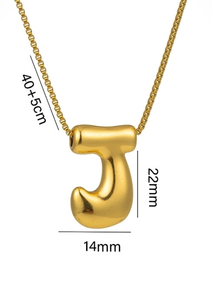 Stainless steel ketting met letter hanger in bubble vorm in goud of zilver van Piek Fashion