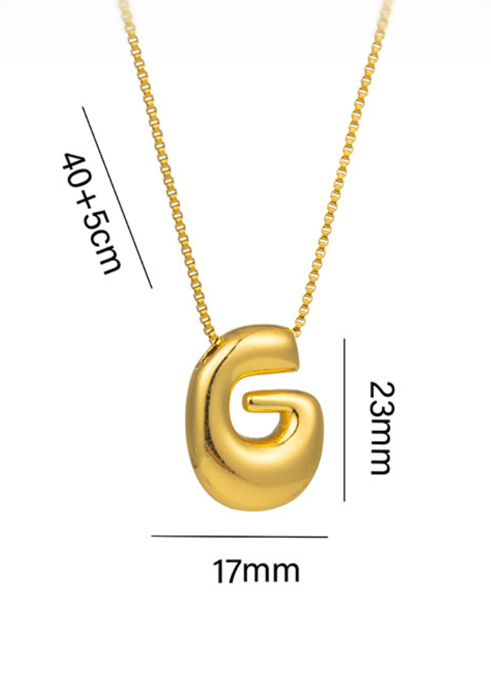 Stainless steel ketting met letter hanger in bubble vorm in goud of zilver van Piek Fashion