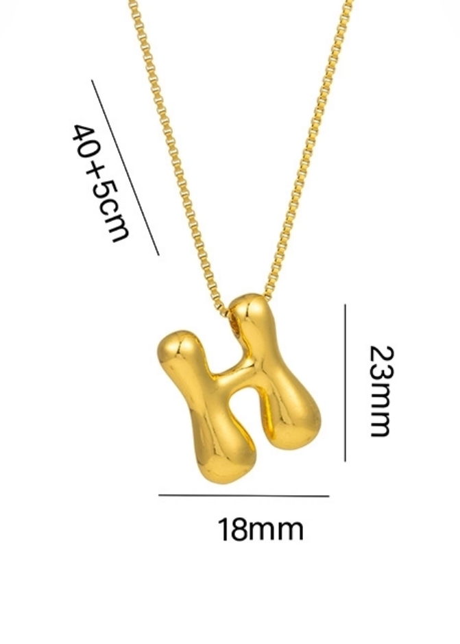 Stainless steel ketting met letter hanger in bubble vorm in goud of zilver van Piek Fashion