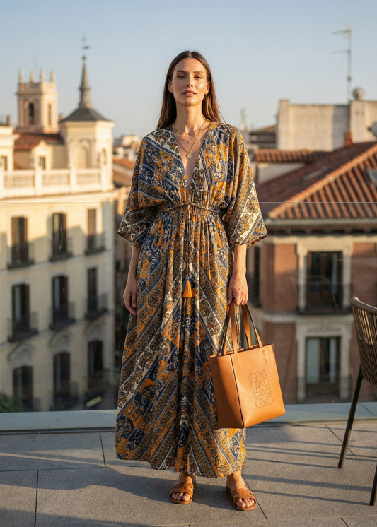 Zijde jurk uit india in boho stijl van piek fashion