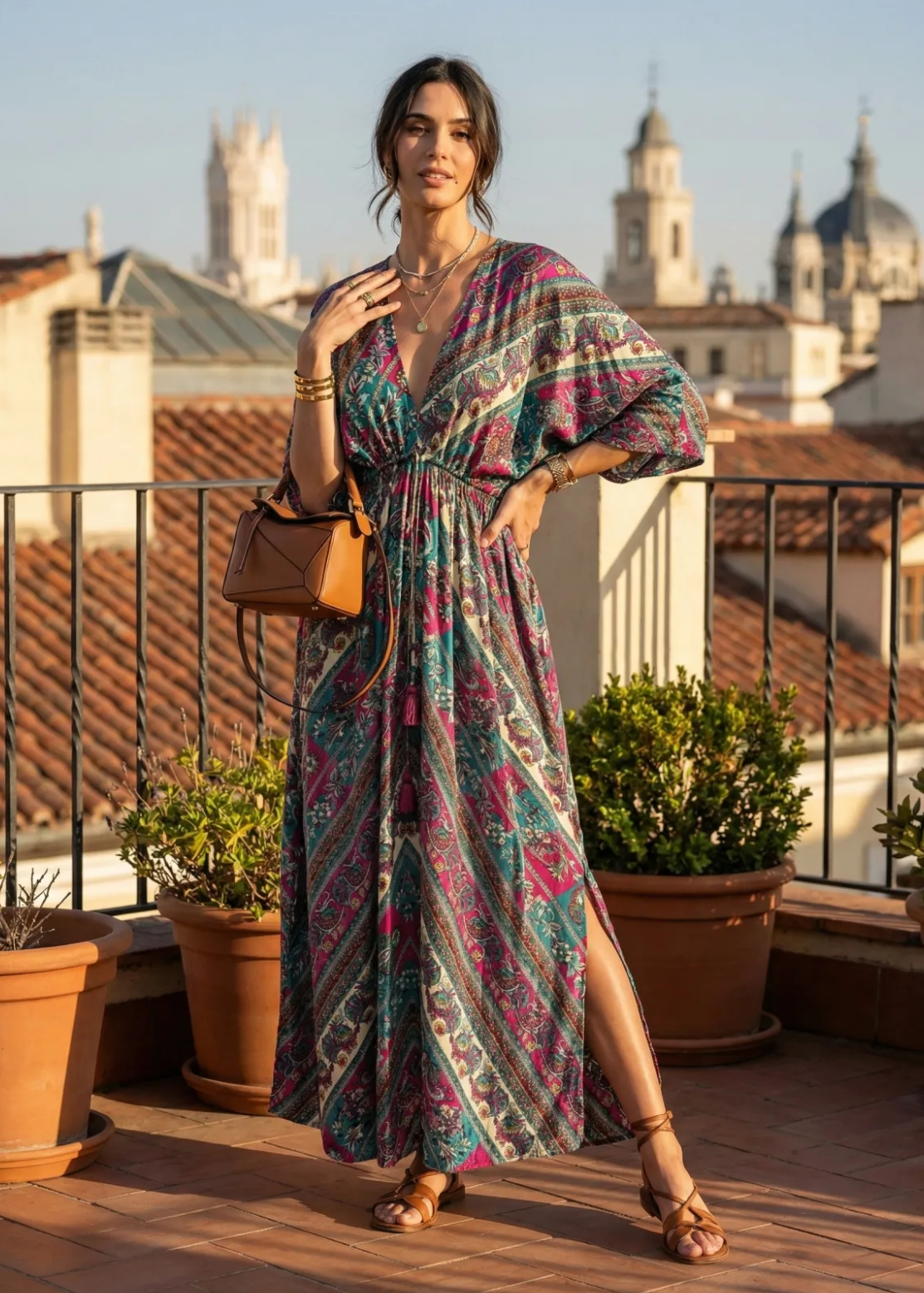 Zijde jurk uit india in boho stijl van piek fashion