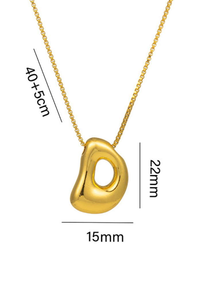 Stainless steel ketting met letter hanger in bubble vorm in goud of zilver van Piek Fashion