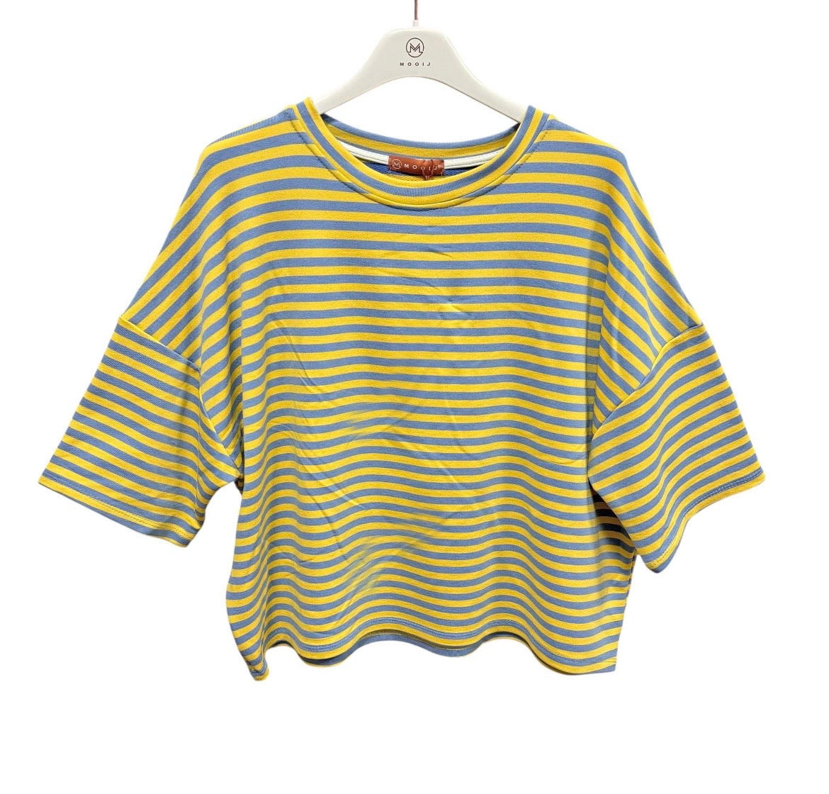 Gestreept oversized dames shirt met driekwart mouwen in 8 veshillende kleurcombinatie's van Piek Fashion