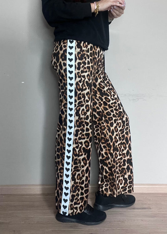 Panter joggingbroek dames met hartjes bies