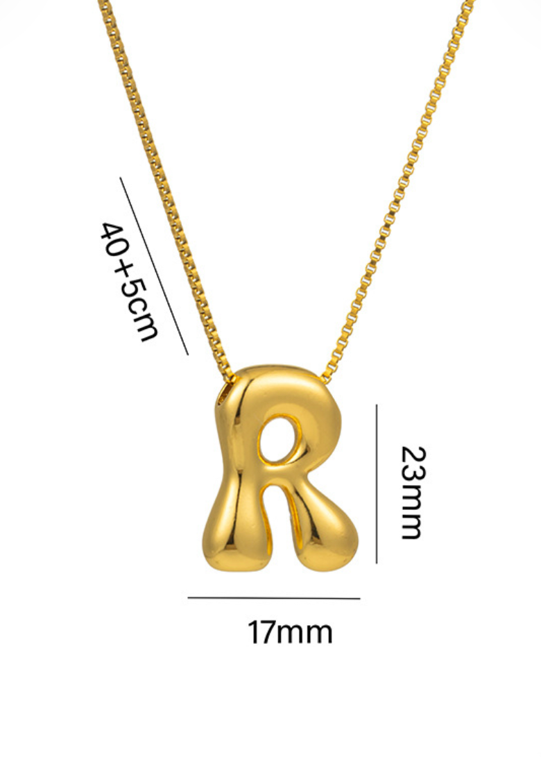 Stainless steel ketting met letter hanger in bubble vorm in goud of zilver van Piek Fashion