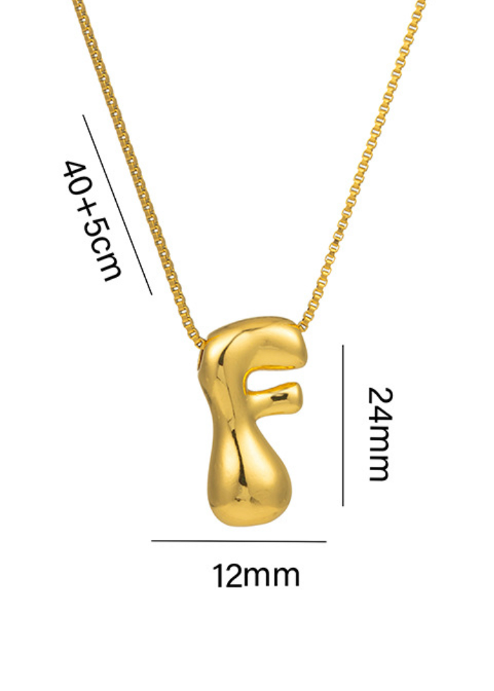 Stainless steel ketting met letter hanger in bubble vorm in goud of zilver van Piek Fashion
