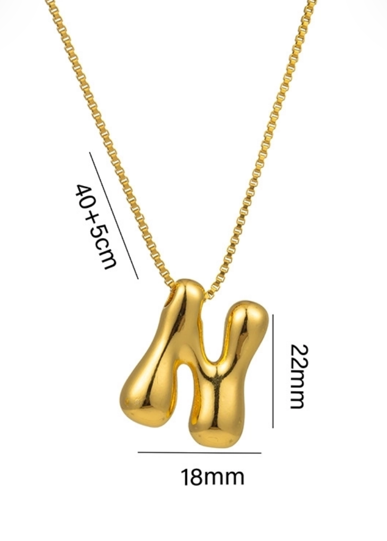 Stainless steel ketting met letter hanger in bubble vorm in goud of zilver van Piek Fashion