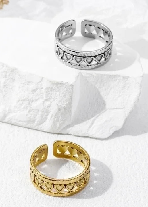 Stainless steel verstelbare ring, stijlvol, duurzaam en tijdloos sieraad voor elke look