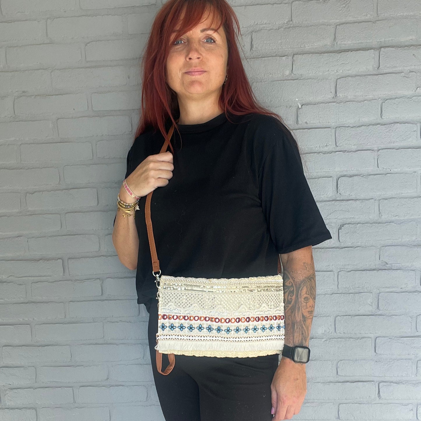 Schoudertas met klep Boho