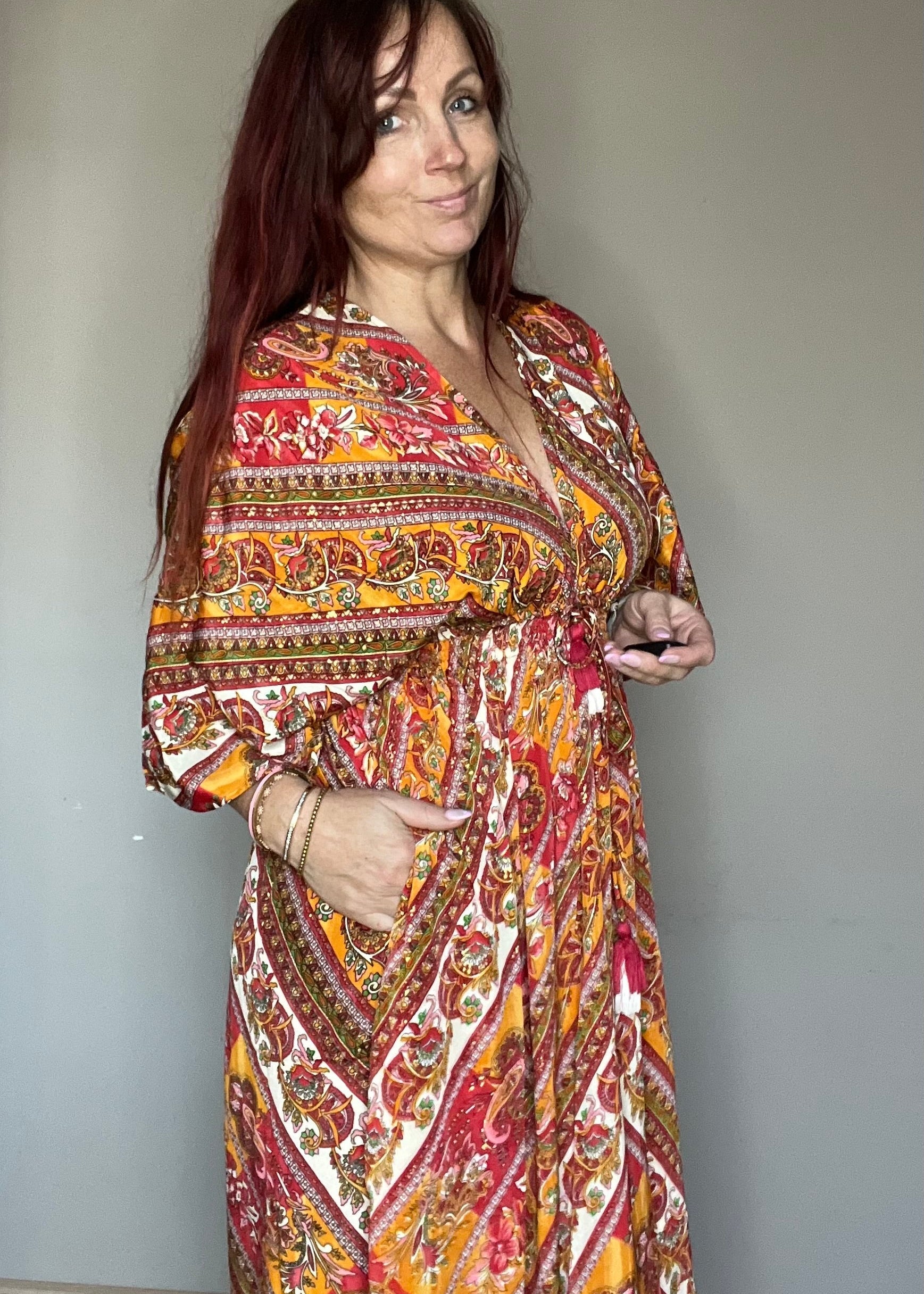 Zijde jurk uit india in boho stijl van piek fashion