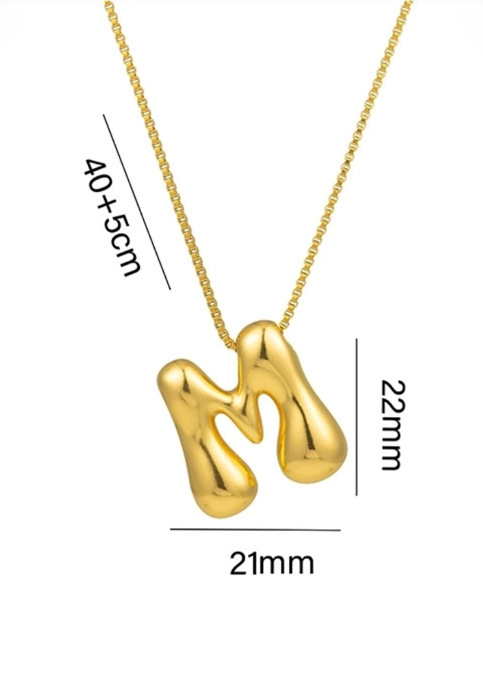 Stainless steel ketting met letter hanger in bubble vorm in goud of zilver van Piek Fashion
