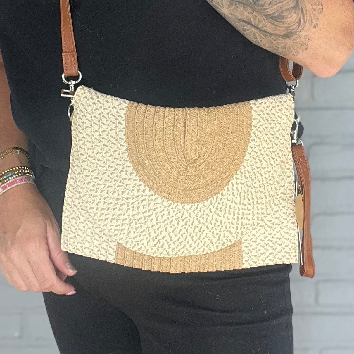 Schoudertas met klep Beige