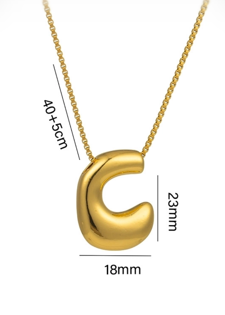 Stainless steel ketting met letter hanger in bubble vorm in goud of zilver van Piek Fashion