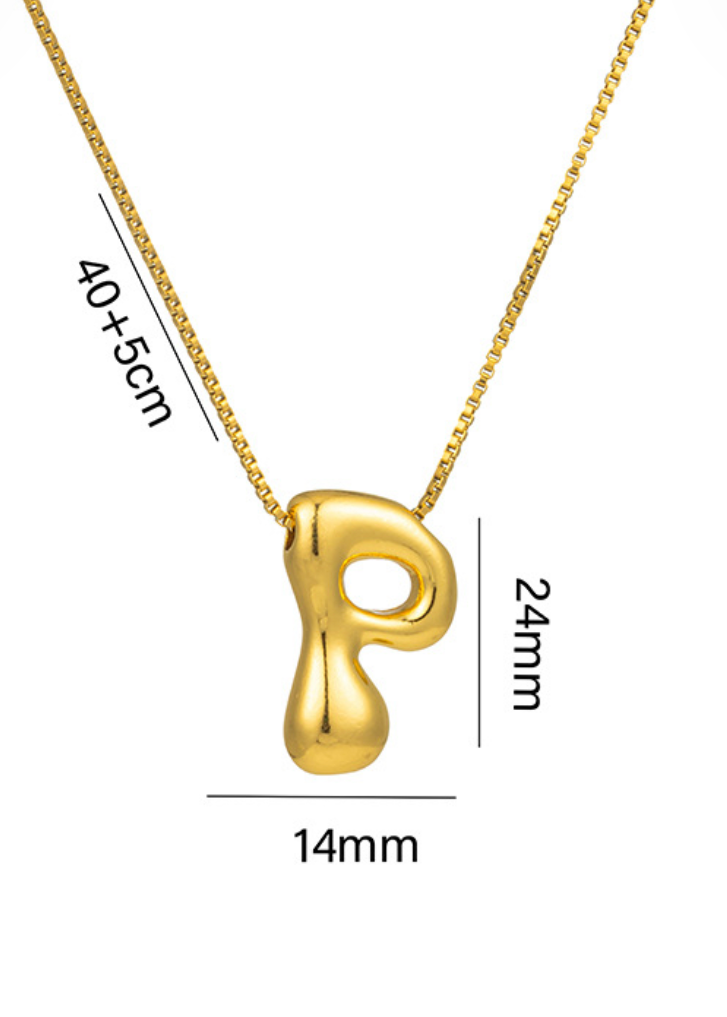 Stainless steel ketting met letter hanger in bubble vorm in goud of zilver van Piek Fashion
