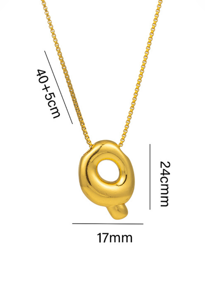 Stainless steel ketting met letter hanger in bubble vorm in goud of zilver van Piek Fashion