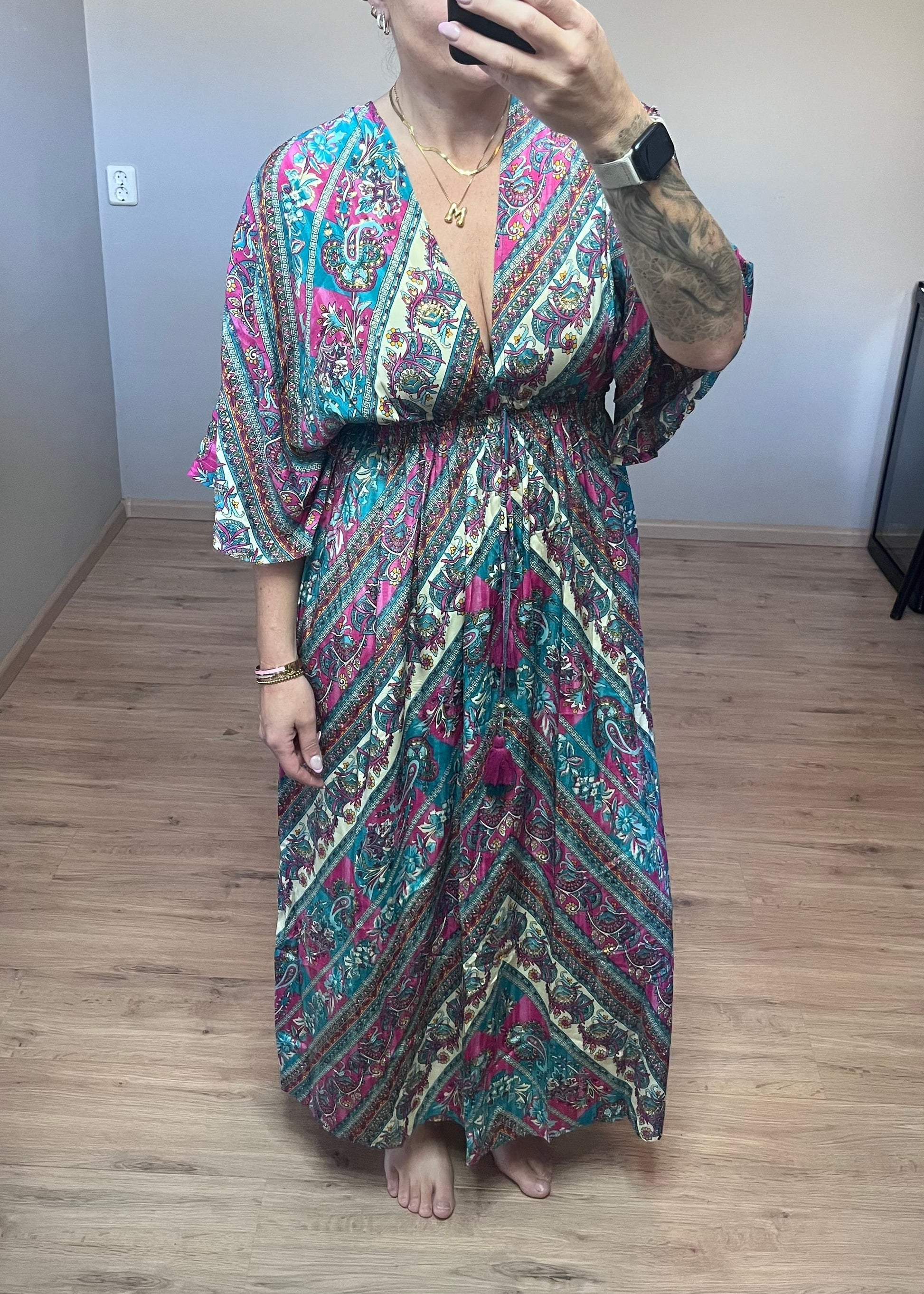Zijde jurk uit india in boho stijl van piek fashion
