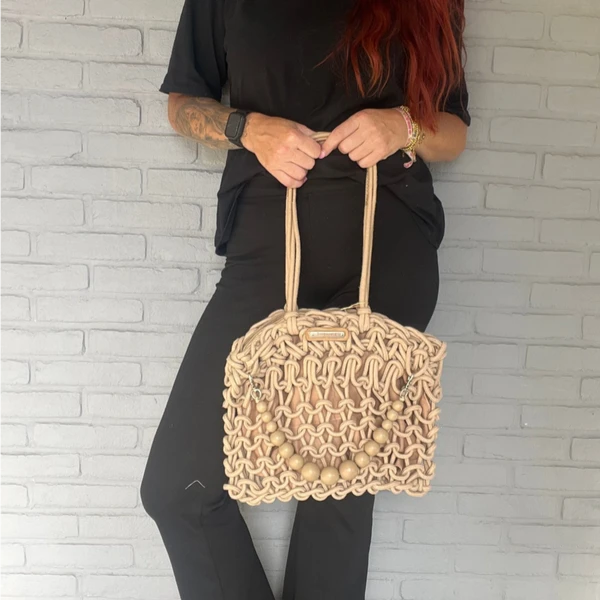 Daniella Rope Tote Cord Wood